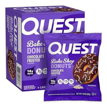 Quest Nutrition Bake Shop, Schokoladen-Glasierte Donuts, 14g Protein, Weniger als 1g Zucker, Protein Snack, Zuckerarm, 4er Pack