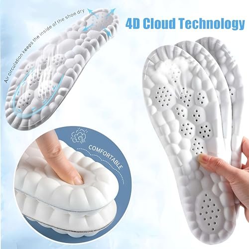 2 Paar Cloud Einlagen - 4D-Cloud-Technologie Einlegesohlen - Super Weiche Komfort-Einlegesohlen, U-Shape Memory-Schaum Einlagen, Zuschneidbare Einlagen (Schwarz, Herren: 12-13)