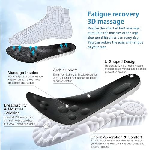 2 Paar Cloud Einlagen - 4D-Cloud-Technologie Einlegesohlen - Super Weiche Komfort-Einlegesohlen, U-Shape Memory-Schaum Einlagen, Zuschneidbare Einlagen (Schwarz, Herren: 12-13)