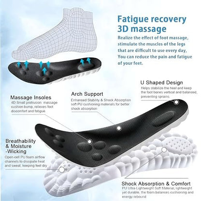 2 Paar Cloud Einlagen - 4D-Cloud-Technologie Einlegesohlen - Super Weiche Komfort-Einlegesohlen, U-Shape Memory-Schaum Einlagen, Zuschneidbare Einlagen (Schwarz, Herren: 12-13)