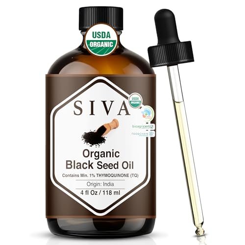 Siva Schwarzkümmelöl Bio - 118 ml – 100 % natürliches kaltgepresstes Schwarzkümmelöl - für Gesicht, Hautpflege, Haarpflege, Kopfhautmassage & Körpermassage – Trägeröl mit Pipette