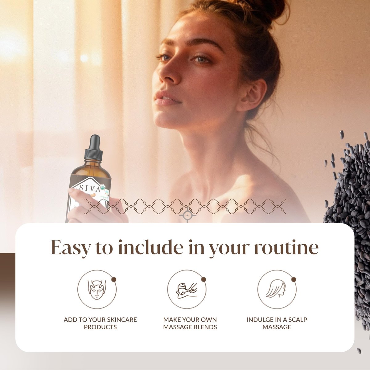 Siva Schwarzkümmelöl Bio - 118 ml – 100 % natürliches kaltgepresstes Schwarzkümmelöl - für Gesicht, Hautpflege, Haarpflege, Kopfhautmassage & Körpermassage – Trägeröl mit Pipette