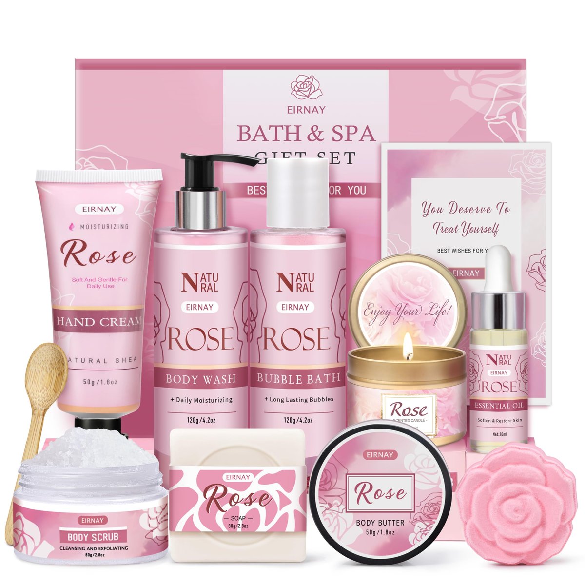 Geschenke für Frauen – 12-teiliges Rosen-Relax-Spa-Set, Geburtstagsgeschenke für Damen, Selbstpflegepaket für sie, Mutter, Schwester, Ehefrau, Freundin, ideales Muttertags- und Valentinstagsgeschenk