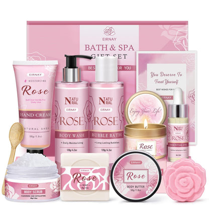 Geschenke für Frauen – 12-teiliges Rosen-Relax-Spa-Set, Geburtstagsgeschenke für Damen, Selbstpflegepaket für sie, Mutter, Schwester, Ehefrau, Freundin, ideales Muttertags- und Valentinstagsgeschenk