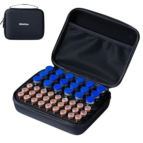 MiloZen Peptide Case für 1-3 ml Vials & Insulin-Vial Case für 5-10 ml Vials, 45 Vials Halter, nicht geeignet für hohe 10 ml Vials, Diabetes-Medikamenten-Organizer, Schwarz