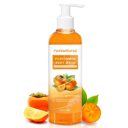 forvirness Persimmon Körperwaschmittel gegen Altersgeruch, natürlicher Deodorant-Seifenriegel gegen starke Gerüche, Persimmon Flüssigseife gegen Fußgeruch, reinigender Körper-Deodorant-Nonenal-Entferner