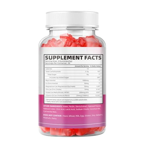 softbear Inositol Gummies für Frauen – Myo-Inositol & D-Chiro Inositol im idealen 20:1 Verhältnis, Zuckerfrei, Vegan, Ohne Gentechnik, Erdbeergeschmack, 60 Stück