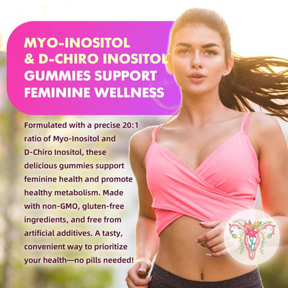 softbear Inositol Gummies für Frauen – Myo-Inositol & D-Chiro Inositol im idealen 20:1 Verhältnis, Zuckerfrei, Vegan, Ohne Gentechnik, Erdbeergeschmack, 60 Stück