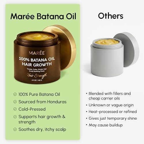 MAREE Batana Öl für Haarwachstum – 100% natürliches Batana-Öl aus Honduras – Roh, unraffiniert – Fördert Dichte, Stärke und beruhigt die Kopfhaut – für Frauen und Männer