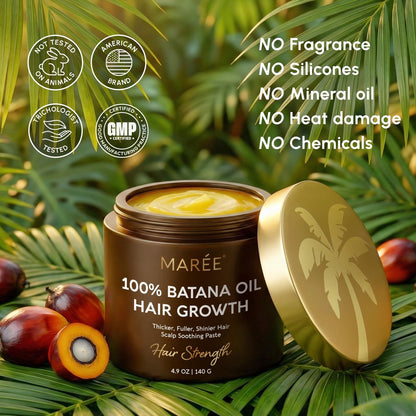 MAREE Batana Öl für Haarwachstum – 100% natürliches Batana-Öl aus Honduras – Roh, unraffiniert – Fördert Dichte, Stärke und beruhigt die Kopfhaut – für Frauen und Männer
