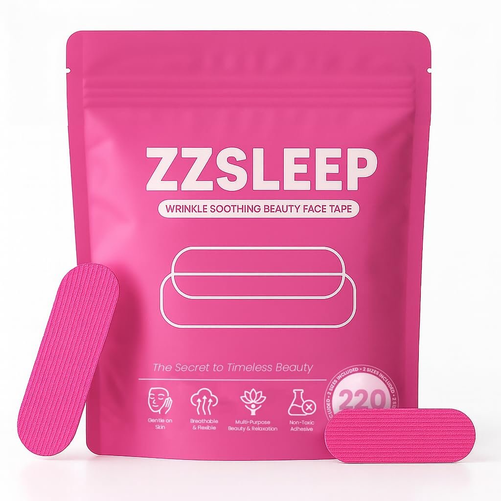ZZSLEEP Anti-Falten-Pflaster für Gesicht – Stirn- und Lachfaltenpflaster | Über Nacht Gesichtspflaster mit Kollagen, Aloe Vera Extrakt, Vitamin E & B | Vorgeschnittene Streifen in 2 Größen, 220 Stück