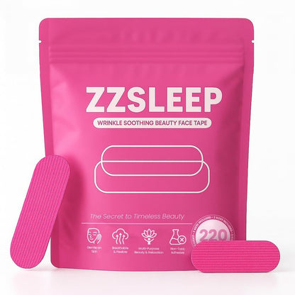 ZZSLEEP Anti-Falten-Pflaster für Gesicht – Stirn- und Lachfaltenpflaster | Über Nacht Gesichtspflaster mit Kollagen, Aloe Vera Extrakt, Vitamin E & B | Vorgeschnittene Streifen in 2 Größen, 220 Stück