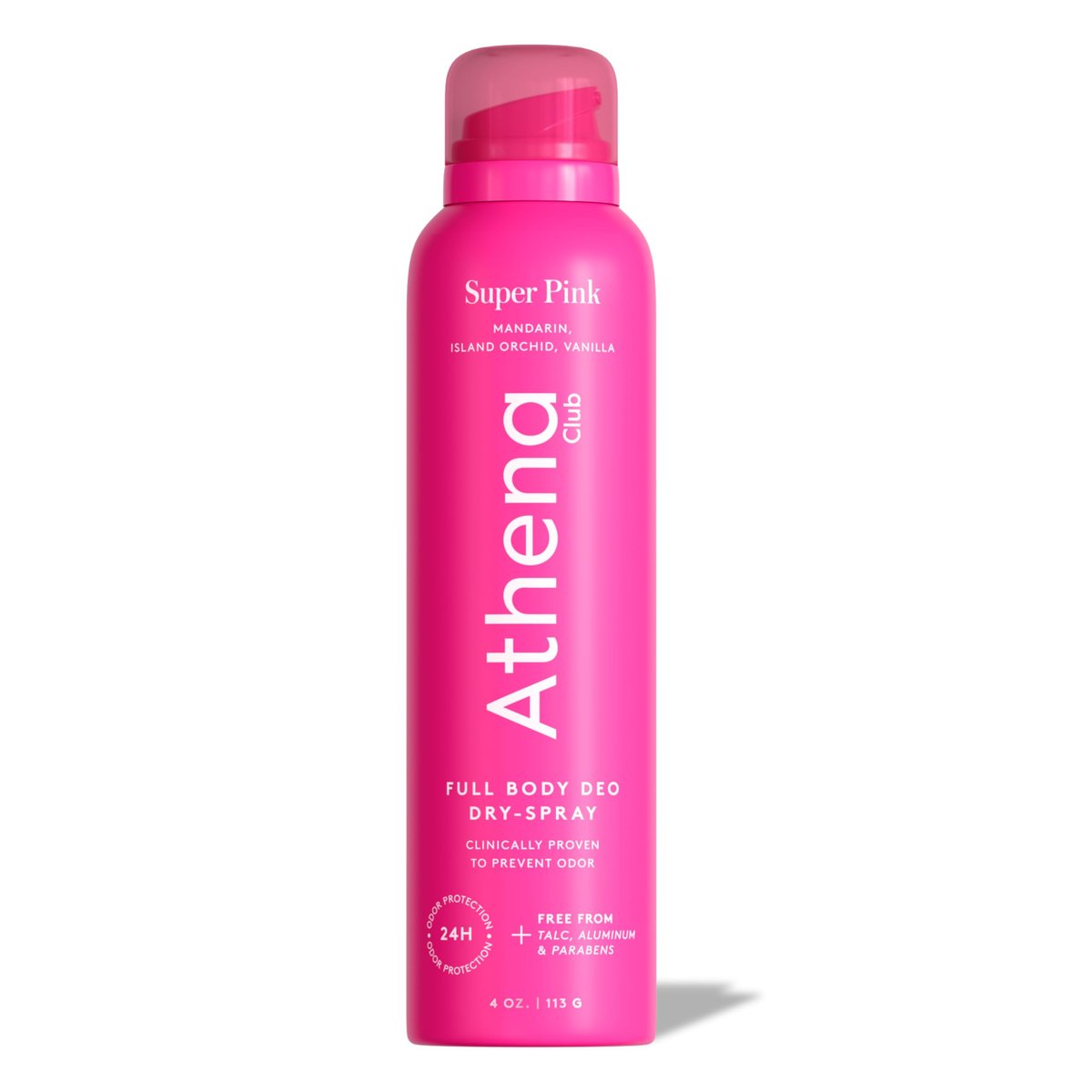 Athena Club Full Body Deo Natürliches Deodorant Trockenspray für Frauen – Aluminiumfreies 360-Grad-Ganzkörper-Deodorant, 24-Stunden-Geruchsschutz, Keine Rückstände, Super Pink Tropical Duft, 118 ml