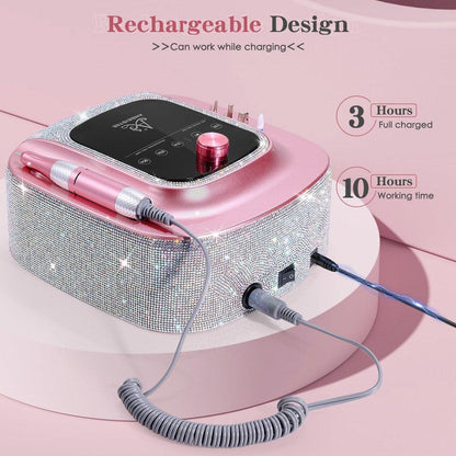 ANBEISTEE 2-in-1 Nagelbohrer & UV-LED-Nagellampe, professioneller wiederaufladbarer elektrischer Nagelbohrer 45000 U/min, Nagelfräser, schnelle Nageltrocknungs- und Aushärtungslampe, für Salon und Zuhause