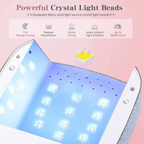 ANBEISTEE 2-in-1 Nagelbohrer & UV-LED-Nagellampe, professioneller wiederaufladbarer elektrischer Nagelbohrer 45000 U/min, Nagelfräser, schnelle Nageltrocknungs- und Aushärtungslampe, für Salon und Zuhause