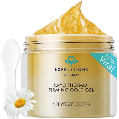 EXPRESSIONS WELLNESS Skin Tightening Cellulite Cream for Body: Golden Sweat Hot Cream für schlaffe Haut | B Flat Gel für Bauch, Beine, Po & Arme – Straffend, tonisierend, feuchtigkeitsspendend & glättend | 200G