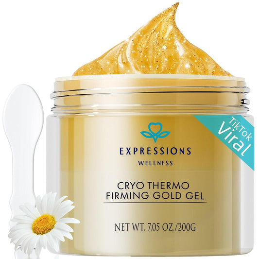 EXPRESSIONS WELLNESS Skin Tightening Cellulite Cream for Body: Golden Sweat Hot Cream für schlaffe Haut | B Flat Gel für Bauch, Beine, Po & Arme – Straffend, tonisierend, feuchtigkeitsspendend & glättend | 200G