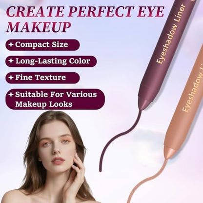 Eaton Kang 2er-Pack Shadow Liner 2-in-1 Eyeliner & Lidschatten, Duo in Champagner & Lila – Wasserfest, Geschmeidig & Leicht zu Färben
