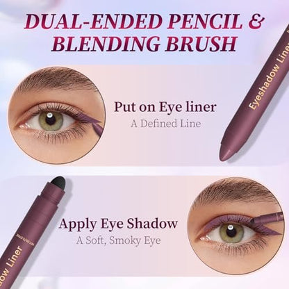 Eaton Kang 2er-Pack Shadow Liner 2-in-1 Eyeliner & Lidschatten, Duo in Champagner & Lila – Wasserfest, Geschmeidig & Leicht zu Färben