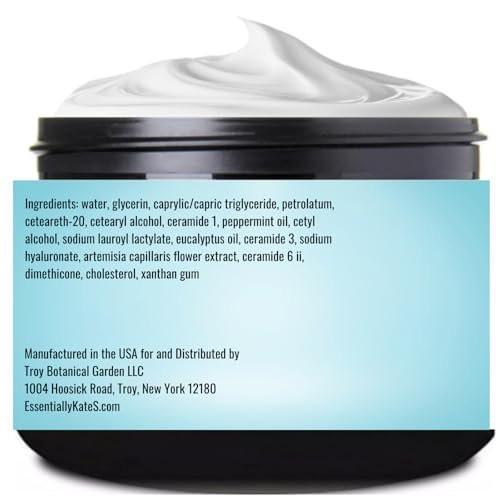 Essentially KateS Pfefferminz + Eukalyptus Kühlende Creme Lotion 4 Fl Oz - Angereichert mit Ceramiden 1, 3 und 6II - Beruhigend nach körperlicher Aktivität - Lindert überlastete Muskeln