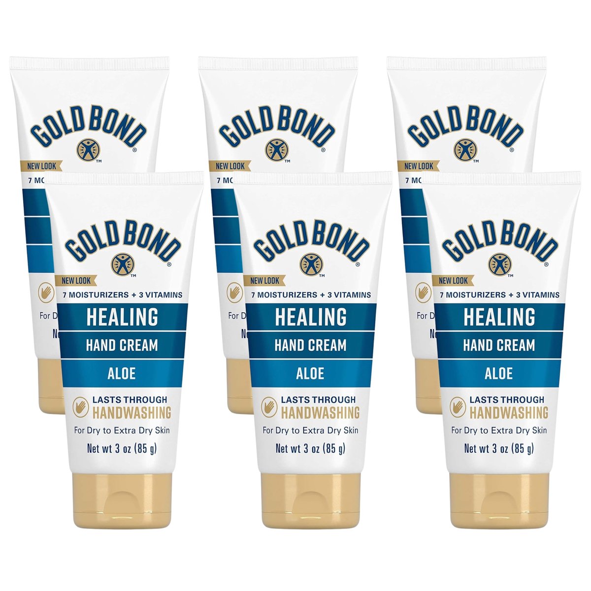 Gold Bond Healing Handcreme, 3 oz., mit Aloe, Feuchtigkeit die Händewaschen überdauert, 6er-Pack