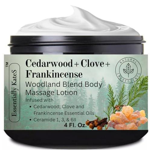 Cedarwood + Clove + Frankincense "Woodland Blend" Lotion 4 oz - Mit Ceramiden 1, 3 und 6II - Eine erdende Körpertherapie zur Wiederherstellung des inneren Gleichgewichts