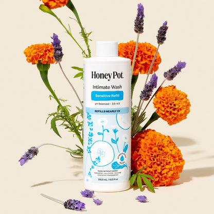 Honey Pot – Sensitive Feminine Wash Nachfüllpackung – Kräuterinfundiert, pH-ausgeglichene pflanzliche Naturpflege – 10,5 Fl Oz