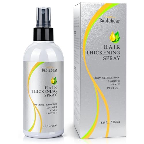 Bablabear Haar-Verdickungs- und Volumenspray für feines, dünnes Haar – verleiht sofortiges Volumen, Fülle, Ansatz-Halt und extreme Körperfülle – Texturspray für Frauen und Männer – sicher für coloriertes Haar – 250 ml / 8,5 Fl Oz