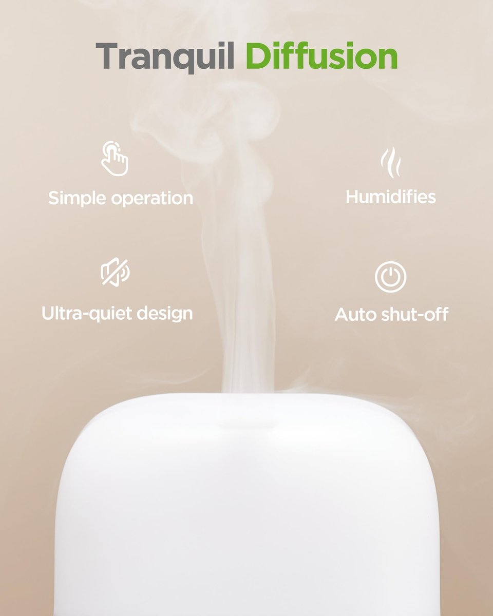 InnoGear 150ml Aroma-Diffuser – 5-in-1 Ultraschall-Diffusor für Zuhause, 8 LED-Farben, leiser Mini-Luftbefeuchter für Büro & Zimmer (Gelb, Mittel)