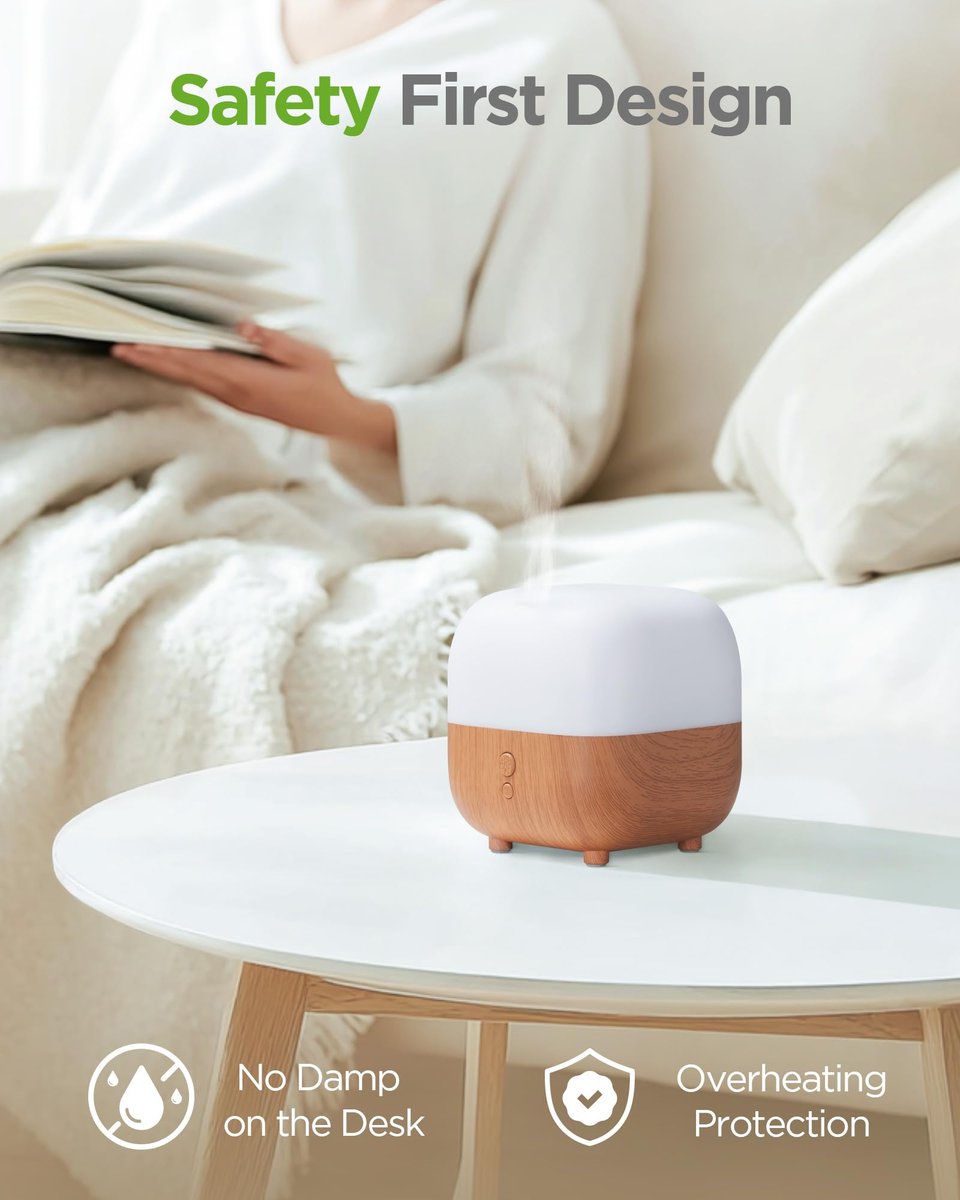 InnoGear 150ml Aroma-Diffuser – 5-in-1 Ultraschall-Diffusor für Zuhause, 8 LED-Farben, leiser Mini-Luftbefeuchter für Büro & Zimmer (Gelb, Mittel)
