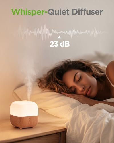 InnoGear 150ml Aroma-Diffuser – 5-in-1 Ultraschall-Diffusor für Zuhause, 8 LED-Farben, leiser Mini-Luftbefeuchter für Büro & Zimmer (Gelb, Mittel)