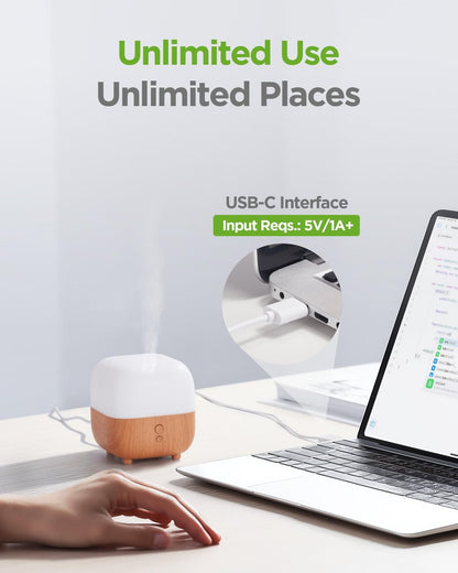 InnoGear 150ml Aroma-Diffuser – 5-in-1 Ultraschall-Diffusor für Zuhause, 8 LED-Farben, leiser Mini-Luftbefeuchter für Büro & Zimmer (Gelb, Mittel)