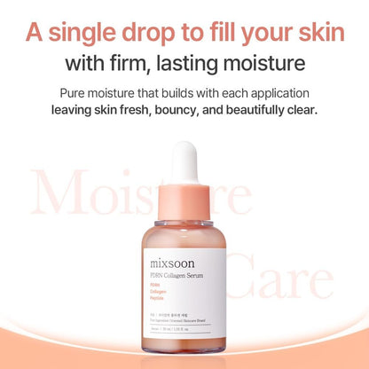 mixsoon PDRN Kollagen Serum – Straffendes, feuchtigkeitsspendendes und revitalisierendes Gesichtsserum mit Peptiden, leichter Feuchtigkeitsspender, 30 ml / 1,01 fl.oz. Koreanische Glas-Hautpflege