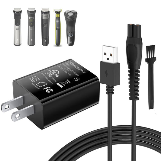 5V UL-Netzteil für Philips Norelco OneBlade MG9525 MG9520 MG5910 QP1424 QP1624 MG5950 MG5940 MG5930 MG5920 BT3238 BT3234 PQ888 PQ889 QP1324 QP2724 X3001 QP2834, 360 Hybrid Face Shaver Kabel
