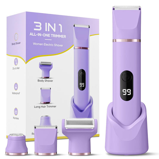 Bikini-Trimmer für Frauen, Tiovara Elektrorasierer für den Intimbereich, schmerzfreier Schamhaartrimmer mit Ladestation, IPX7 wasserdichter Nass- & Trockenrasierer für Beine, Achseln, Körper, Geschenk für Sie