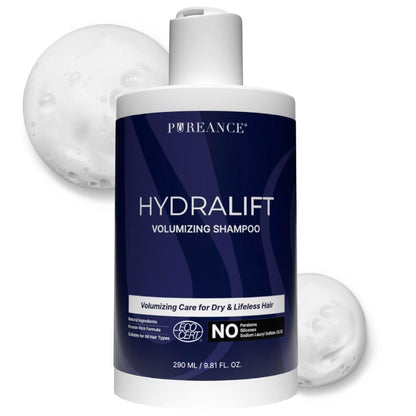 Pureance Hydralift – Volumizing Shampoo für dünner werdendes Haar für Frauen & Männer – Reinigendes Haarverdickungs- & Volumenshampoo – Sulfatfrei mit Weizenprotein, Betain, Glycerin, Aloe & ohne Parabene – 9,81 Fl Oz