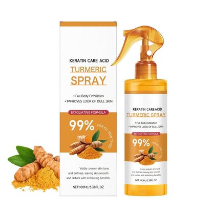 Keratin Care Turmeric Spray 100ml – Peeling- & feuchtigkeitsspendendes Körperspray mit Retinol, sanfte Hautpflege für Gesicht & Körper, für alle Hauttypen