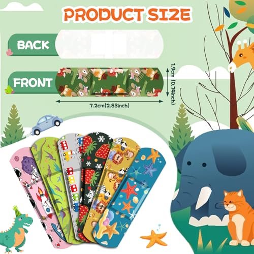 TUXIYA 300er Pack Kinder Cartoon Pflaster - 30 Motive, 6 Cartoon Themen, Flexible & Wasserfeste Pflaster für kleine Schnitte und Schrammen