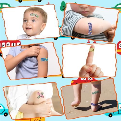 TUXIYA 300er Pack Kinder Cartoon Pflaster - 30 Motive, 6 Cartoon Themen, Flexible & Wasserfeste Pflaster für kleine Schnitte und Schrammen