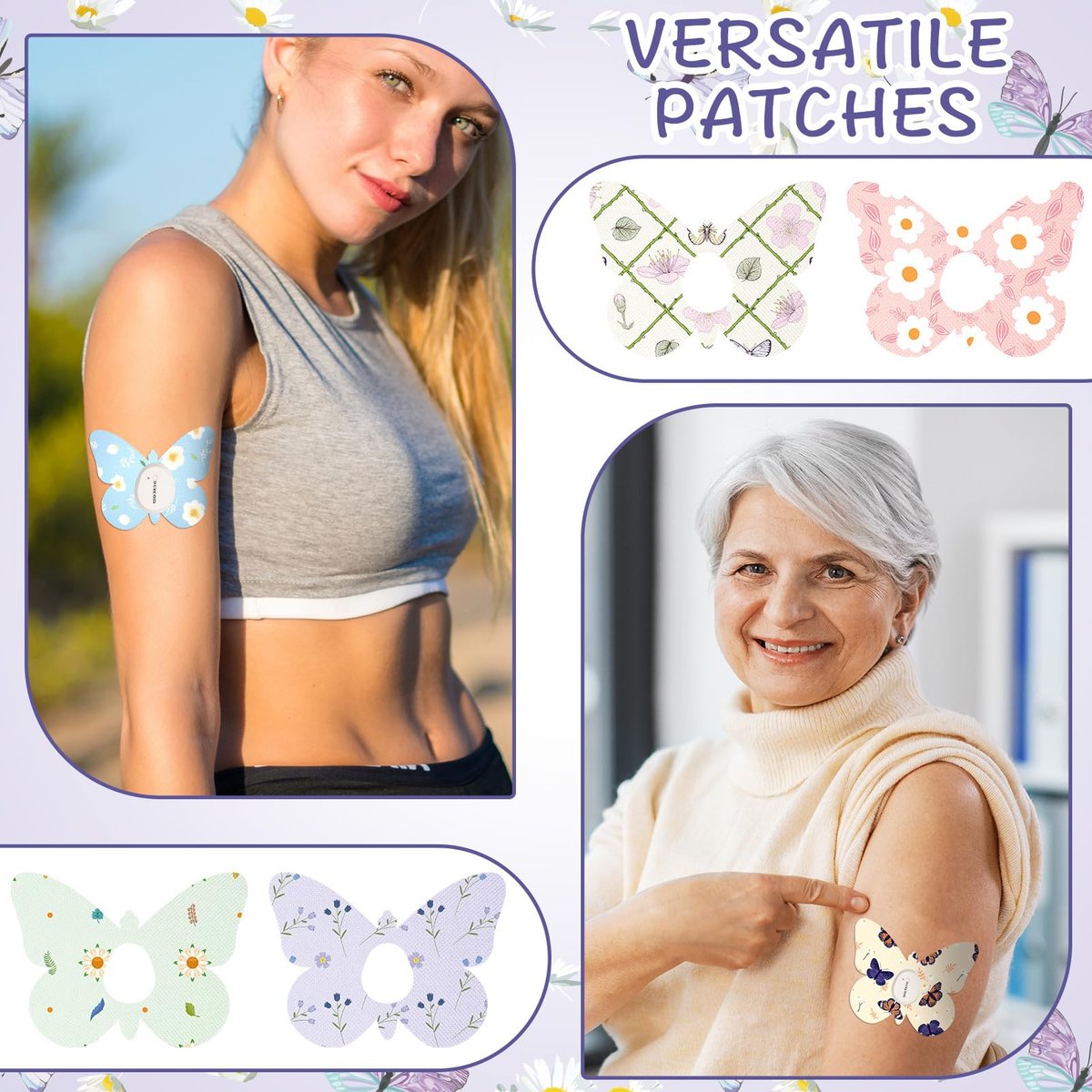 Geiserailie 32-teilige Klebepflaster für Dexcom G7 – CGM-Patches, Schmetterlingsband-Aufkleber, wasserdicht, schweißfest, flexibel, atmungsaktiv, vorgeschnitten, langlebig