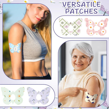 Geiserailie 32-teilige Klebepflaster für Dexcom G7 – CGM-Patches, Schmetterlingsband-Aufkleber, wasserdicht, schweißfest, flexibel, atmungsaktiv, vorgeschnitten, langlebig