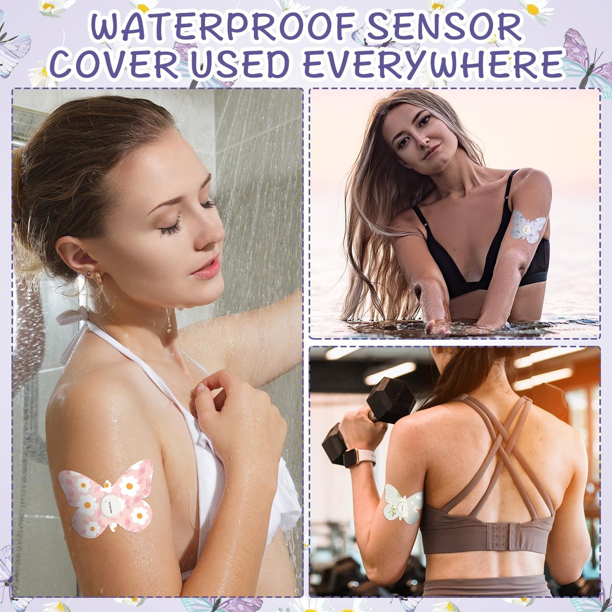 Geiserailie 32-teilige Klebepflaster für Dexcom G7 – CGM-Patches, Schmetterlingsband-Aufkleber, wasserdicht, schweißfest, flexibel, atmungsaktiv, vorgeschnitten, langlebig