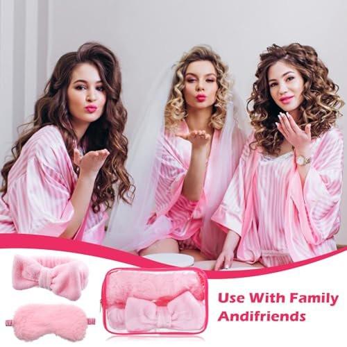Yuanan 36-teiliges Spa-Stirnband-Set für Damen – Plüsch-Schlafmasken & Kosmetiktaschen als Partygeschenke