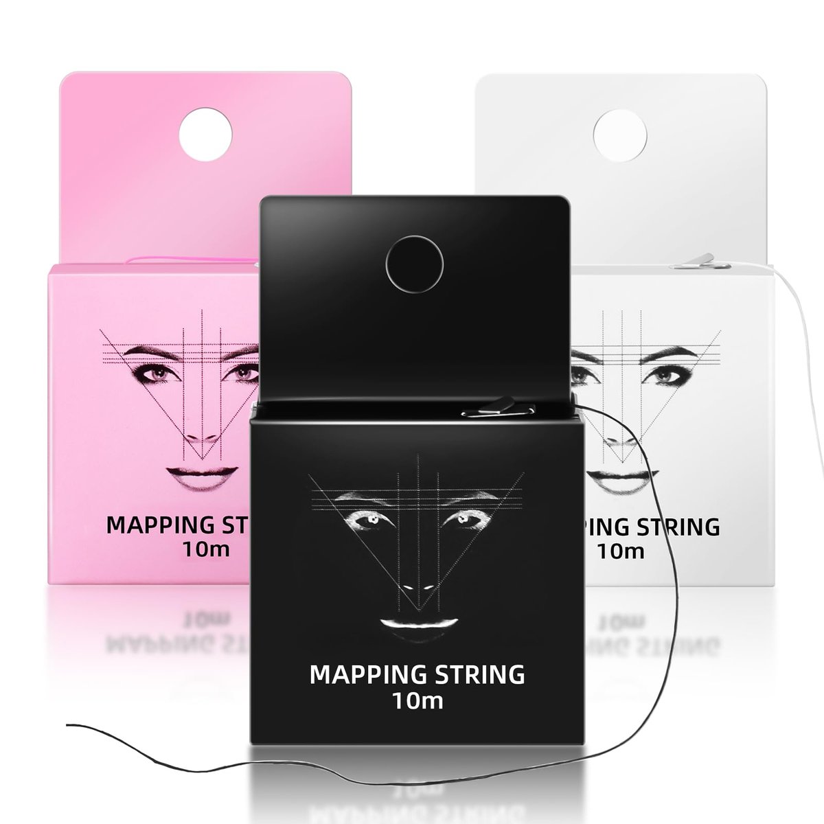 JimKing Augenbrauen-Mapping-Faden, Messwerkzeug, vorgestanzter Microblading-Faden, Premium-Markierungslinie zur Formgebung, Fadenlinien-Werkzeug, 32 Fuß (10 Meter) pro Box, 3er-Pack