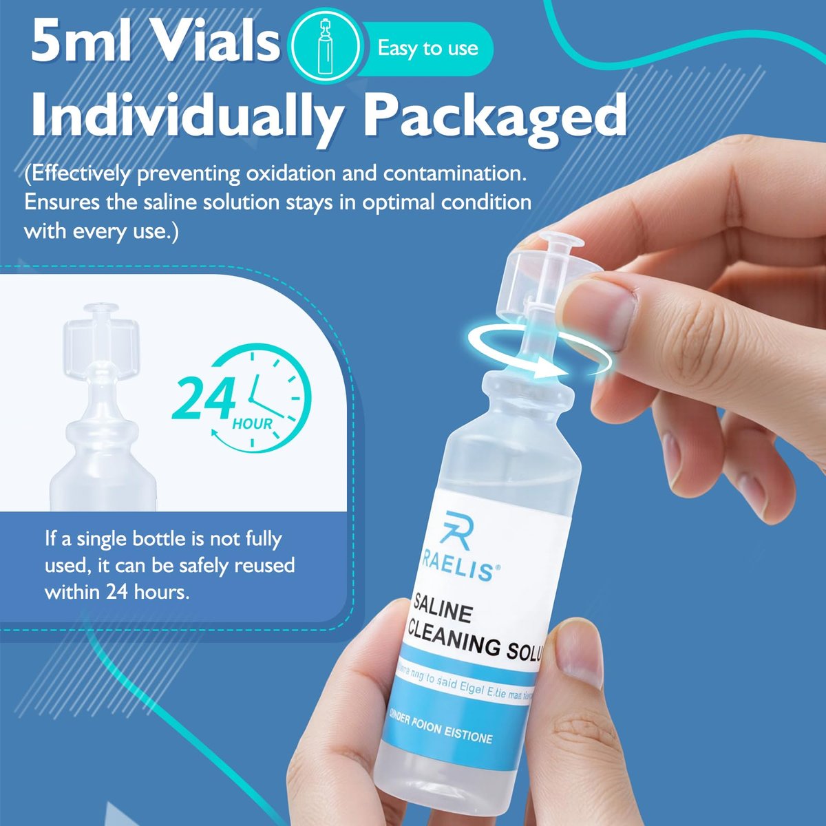 RAELIS Kochsalzlösung, 150 ml / 5,28 FL OZ, normale Lösung für den mehrfachen Haushaltsgebrauch, 5 ml pro Portion, 30 Stück pro Box