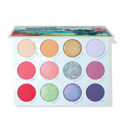 ColourPop x Stitch Beach Dreamin’ Lidschattenpalette – Limited Edition 12 Farben Matt, Metallic & Perlmuttglitter – Hochpigmentiertes Lidschatten-Set mit langanhaltender Formel (0,48 oz)