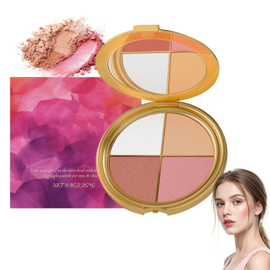 Eye & Cheek Palette - Lidschatten und Highlighter Make-up, Highlighting Eye & Cheek Palette, Make-up Paletten Contour Kit, 4-in-1 Highlighter-Farben, Defining the Face