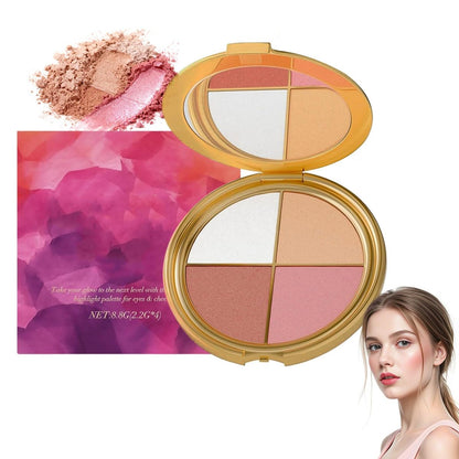 Eye & Cheek Palette - Lidschatten und Highlighter Make-up, Highlighting Eye & Cheek Palette, Make-up Paletten Contour Kit, 4-in-1 Highlighter-Farben, Defining the Face