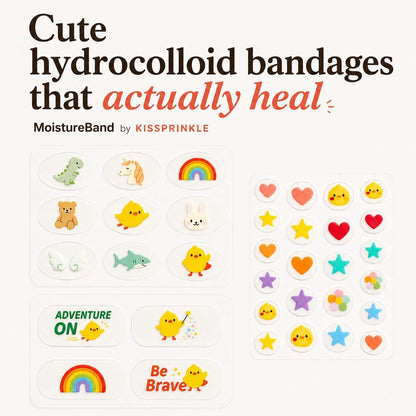 Kissprinkle MoistureBand Hydrokolloid-Pflaster für Kinder – Schnelle Heilung, wasserdicht & hautfreundlich (Adventure Collection, 35 Stück)