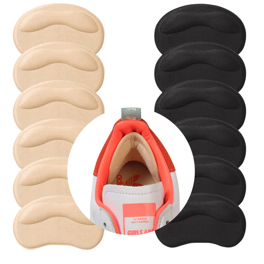 GQTJP Fersenpolster für zu große Schuhe, Fersenkleber & Einlegesohlen für Männer und Frauen – Schutz vor Blasen, Fersenschmerzen, Rutschen & Reibung (6 Paar, Schwarz + Beige)